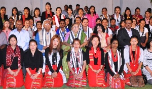 The Governor of Arunachal Pradesh Shri. P B  Acharya   and  State First Lady Smti. Kavita Acharya with the Staffs of Balwadis School at Raj Bhavan on 2nd  May2017